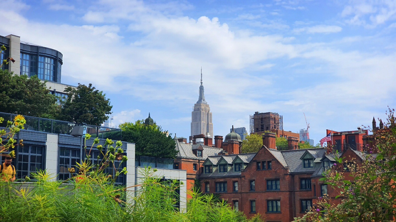 Empire State Building is seen in the distance